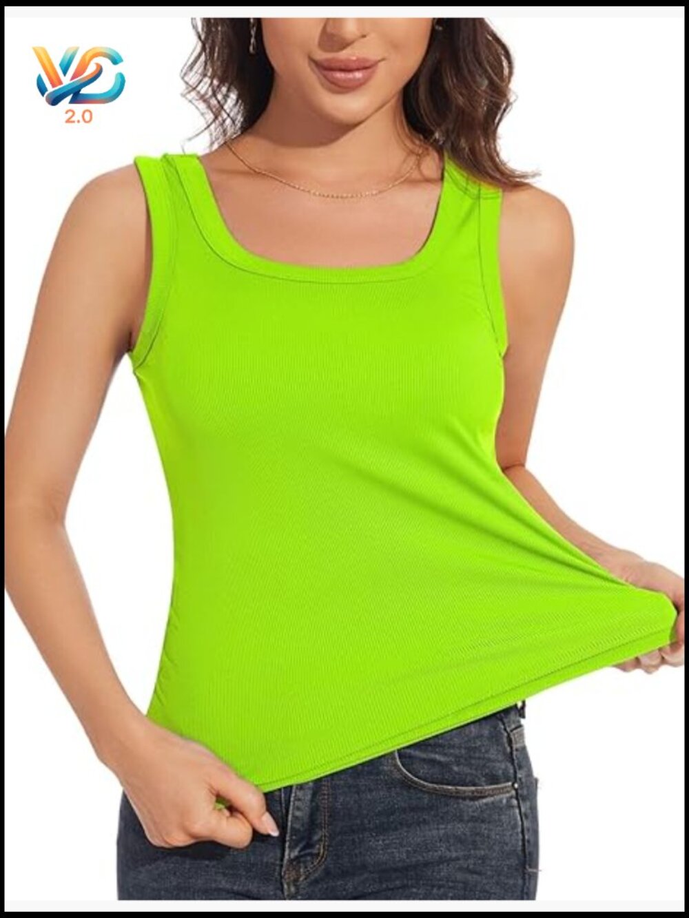 Ribbed Slim Fit Tank Tops Scoop Neck Sleeveless Cami